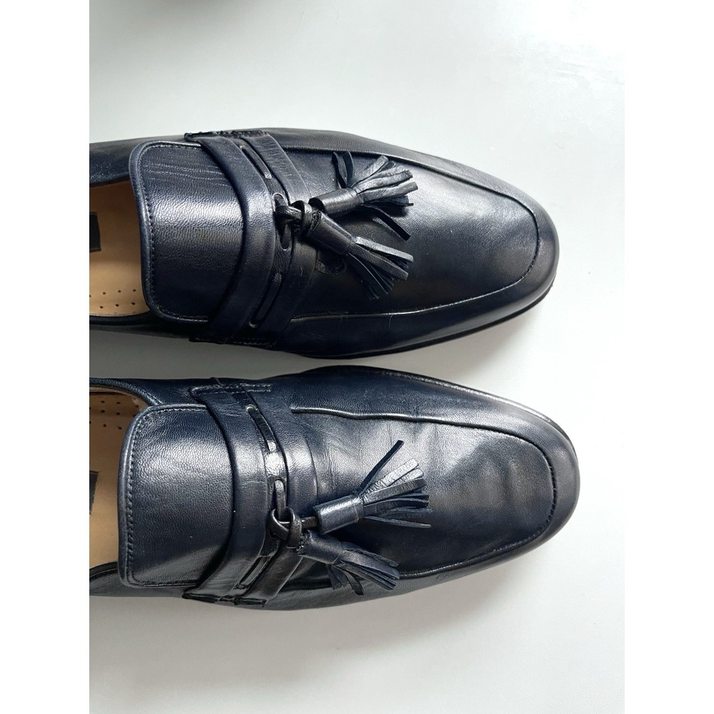 Men's Vintage Bally Of Switzerland Navy Leather Tassle Loafers PRISTINE Sz 8.5 D - Picture 4 of 13